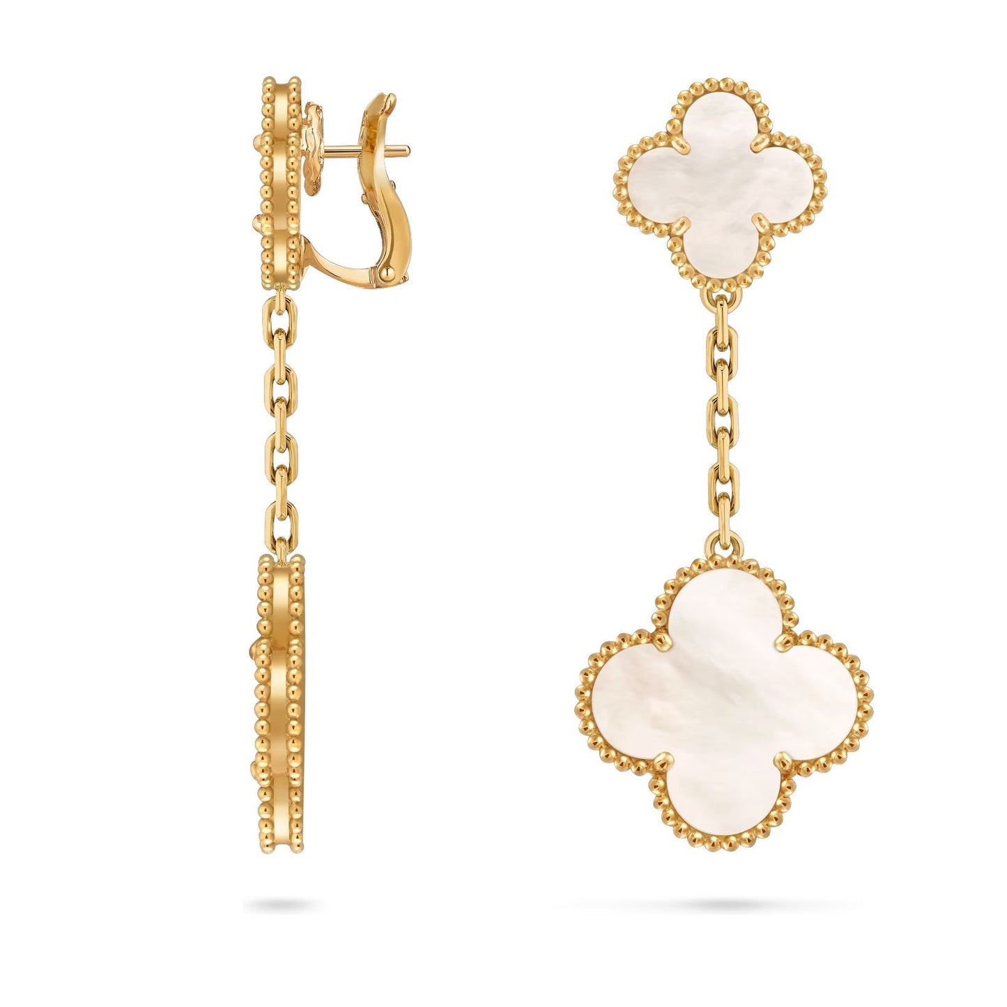 [KELA]CLOVER DUAL-MOTIF STATEMENT STUD EARRINGS - DOUBLE-CHARM COLLECTION