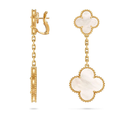 [KELA]CLOVER DUAL-MOTIF STATEMENT STUD EARRINGS - DOUBLE-CHARM COLLECTION