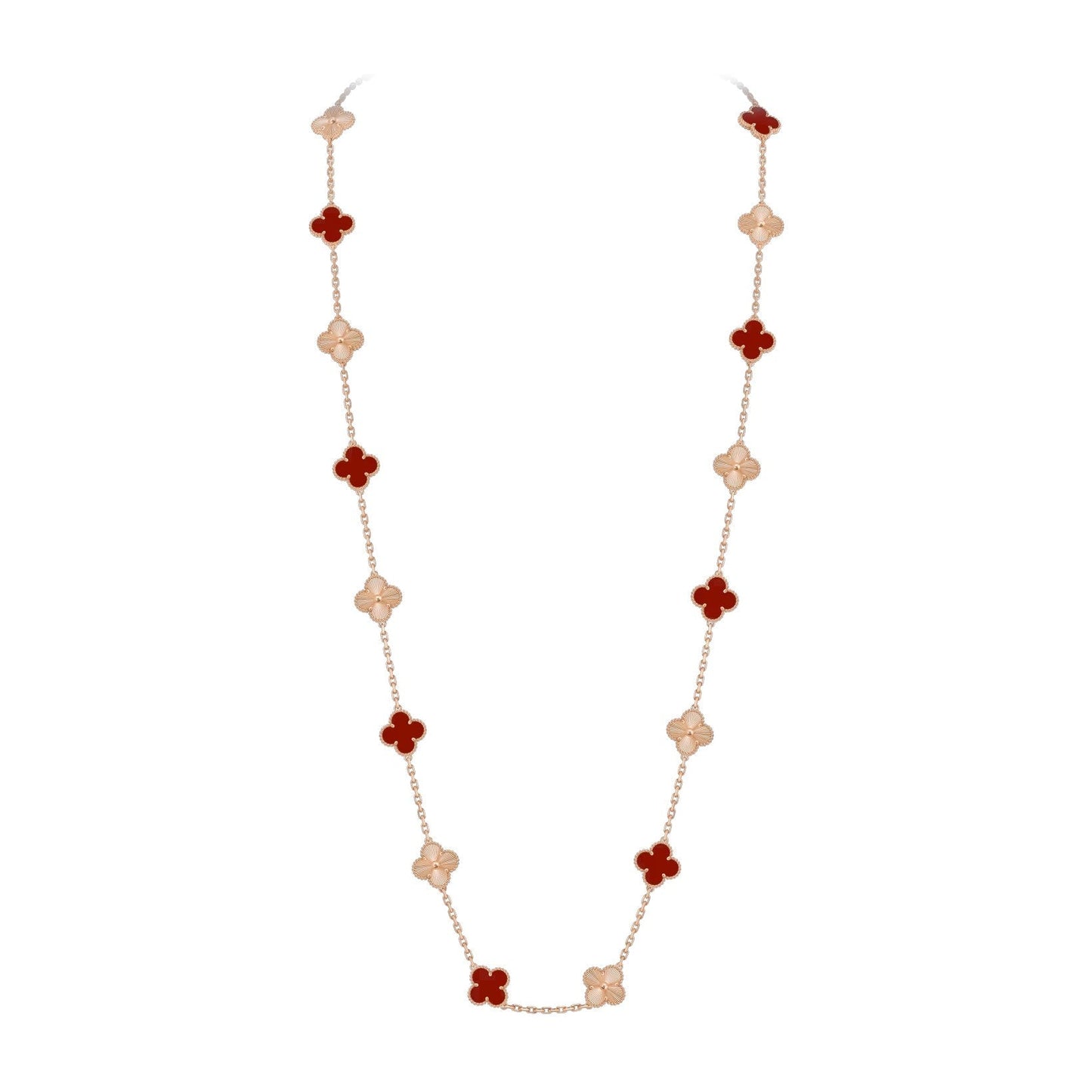 [KELA]CLASSIC 20-MOTIF LUCKY CLOVER LONG NECKLACE ROSE GOLD COLLECTION