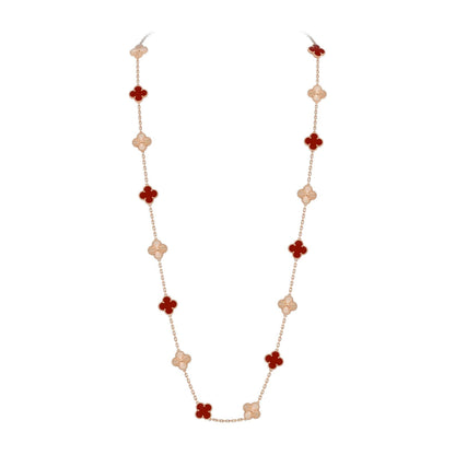 [KELA]CLASSIC 20-MOTIF LUCKY CLOVER LONG NECKLACE ROSE GOLD COLLECTION