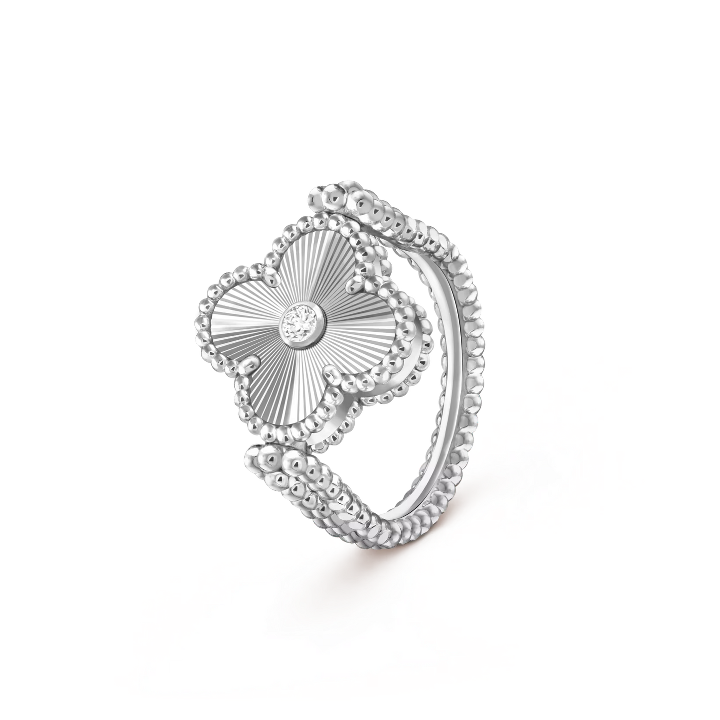 [KELA]LUCKY CLOVER WHITE GOLD REVERSIBLE RING