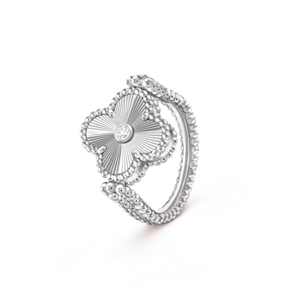 [KELA]LUCKY CLOVER WHITE GOLD REVERSIBLE RING