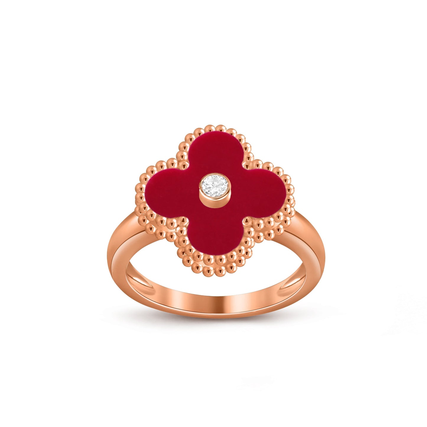 [KELA]LUCKY CLOVER DIAMOND-ACCENT ROSE GOLD RING COLLECTION