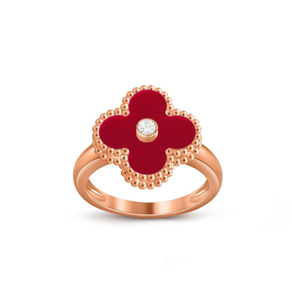 [KELA]LUCKY CLOVER DIAMOND-ACCENT ROSE GOLD RING COLLECTION