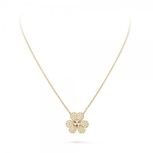 [KELA]PAVÉ DIAMOND FLOWER CHARM NECKLACE