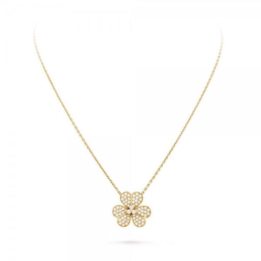 [KELA]PAVÉ DIAMOND FLOWER CHARM NECKLACE