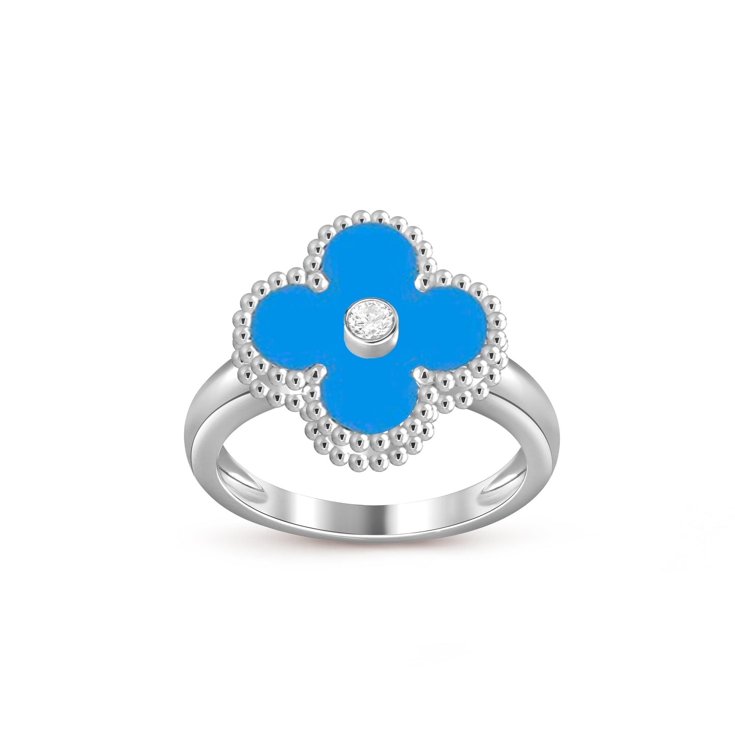 [KELA]LUCKY CLOVER DIAMOND-ACCENT WHITE GOLD RING COLLECTION
