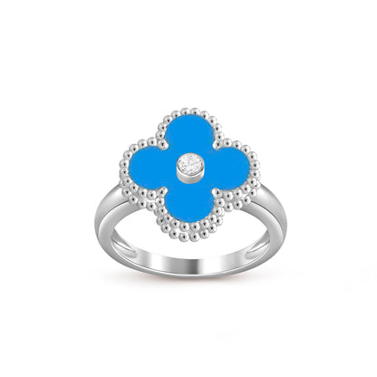 [KELA]LUCKY CLOVER DIAMOND-ACCENT WHITE GOLD RING COLLECTION
