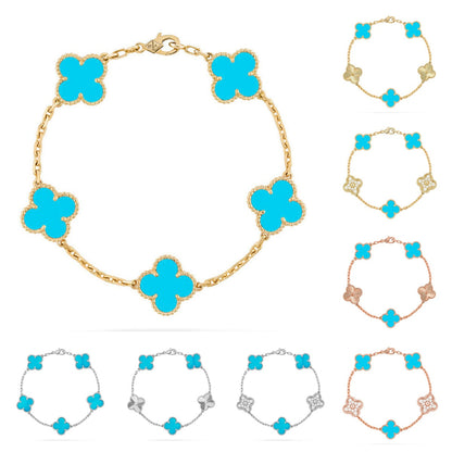 [KELA]LUCKY CLOVER 5-MOTIF BRACELET - TURQUOISE COLLECTION