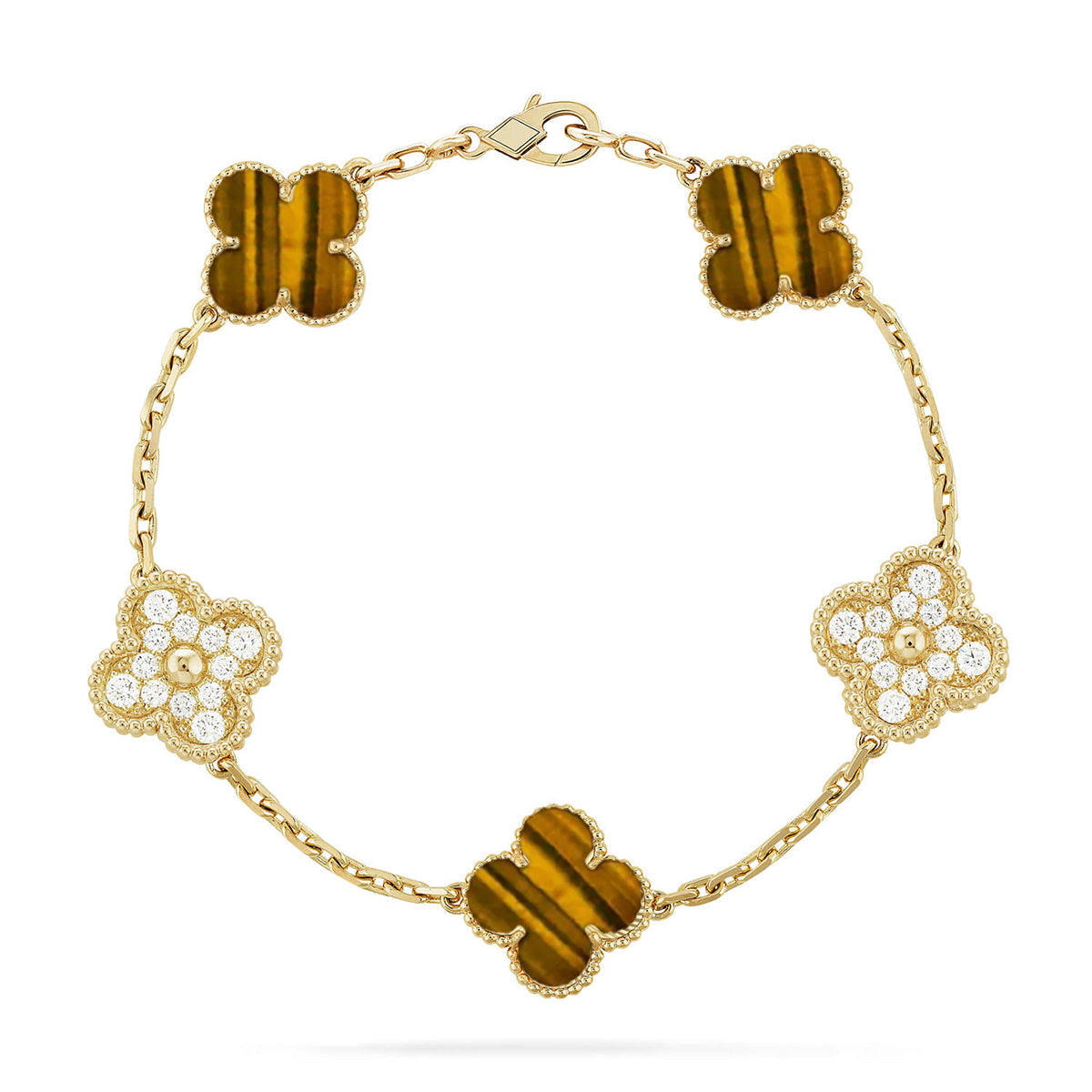 [KELA]LUCKY CLOVER 5-MOTIF BRACELET -  TIGER’S EYE COLLECTION