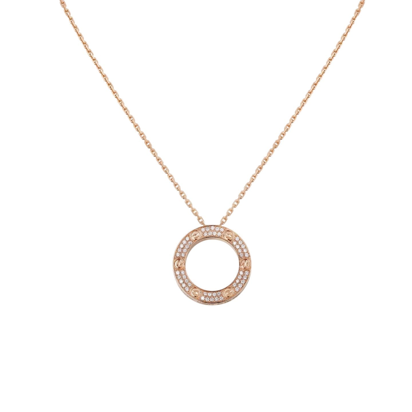 [KELA]LOVE LARGE CIRCULAR PENDANT FULL-PAVÉ DIAMOND NECKLACE