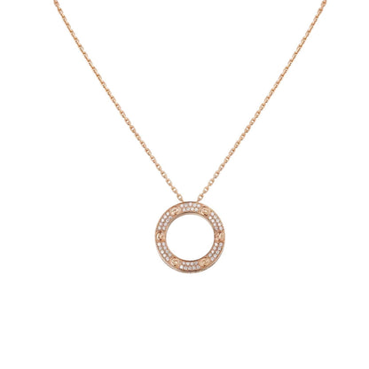 [KELA]LOVE LARGE CIRCULAR PENDANT FULL-PAVÉ DIAMOND NECKLACE