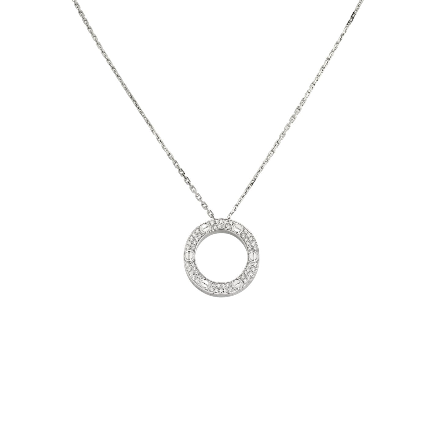 [KELA]LOVE LARGE CIRCULAR PENDANT FULL-PAVÉ DIAMOND NECKLACE