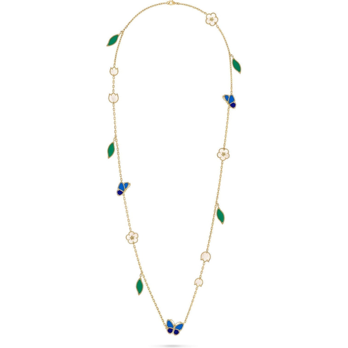 [KELA]LUCKY SPRING BUTTERFLY & FLOWER STATEMENT NECKLACE - 15-MOTIF FLORAL DESIGN