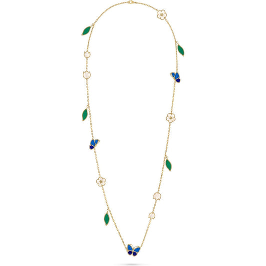 [KELA]LUCKY SPRING BUTTERFLY & FLOWER STATEMENT NECKLACE - 15-MOTIF FLORAL DESIGN