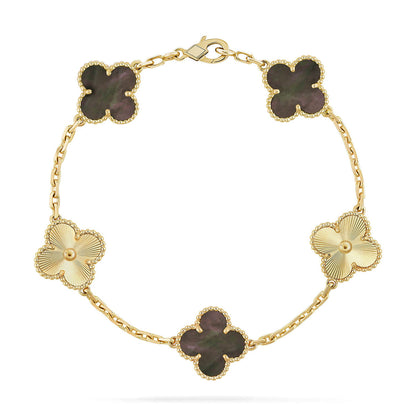 [KELA]LUCKY CLOVER 5-MOTIF BRACELET - GREY MOTHER-OF-PEARL COLLECTION