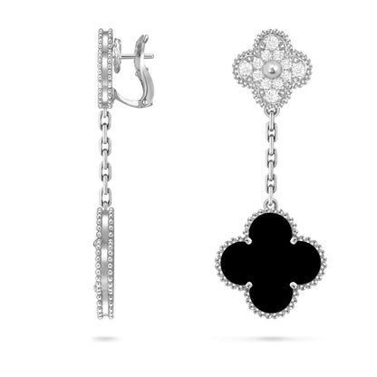 [KELA]CLOVER DUAL-MOTIF STATEMENT STUD EARRINGS - DOUBLE-CHARM COLLECTION