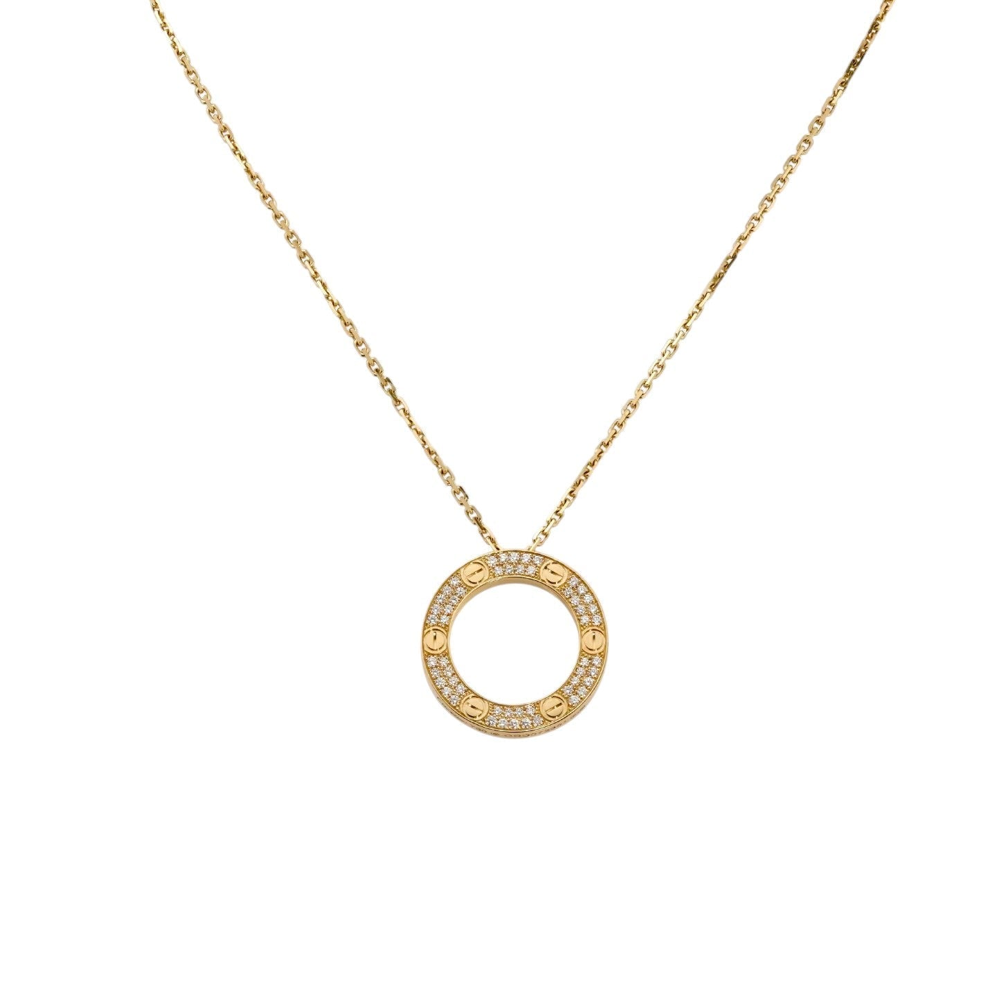 [KELA]LOVE LARGE CIRCULAR PENDANT FULL-PAVÉ DIAMOND NECKLACE