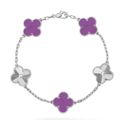 [KELA]LUCKY CLOVER 5-MOTIF BRACELET - VIOLET COLLECTION