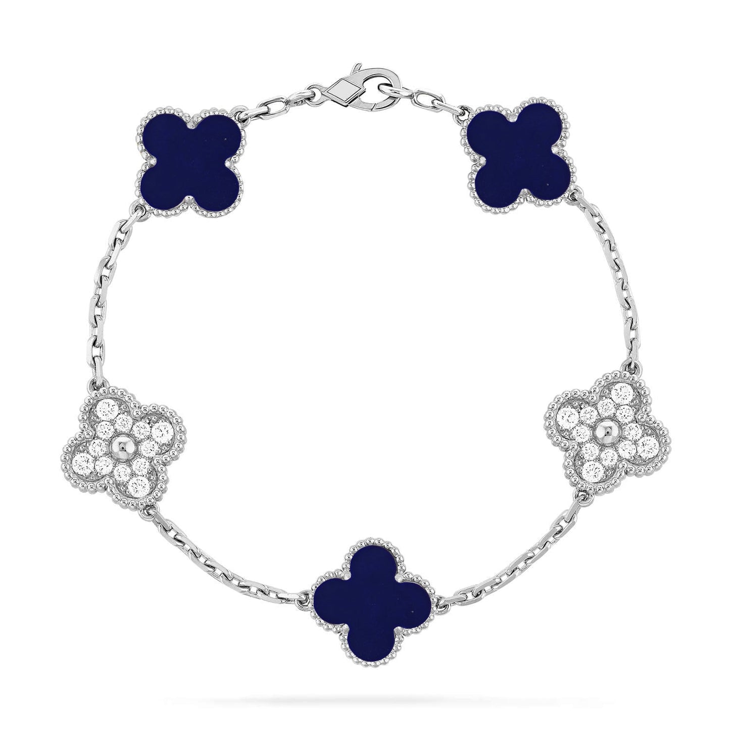 [KELA]LUCKY CLOVER 5-MOTIF BRACELET - LAPIS LAZULI COLLECTION