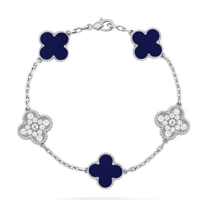 [KELA]LUCKY CLOVER 5-MOTIF BRACELET - LAPIS LAZULI COLLECTION