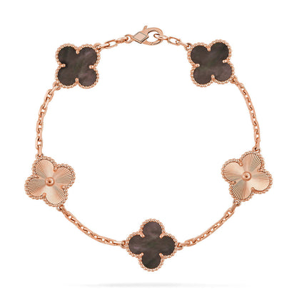 [KELA]LUCKY CLOVER 5-MOTIF BRACELET - GREY MOTHER-OF-PEARL COLLECTION