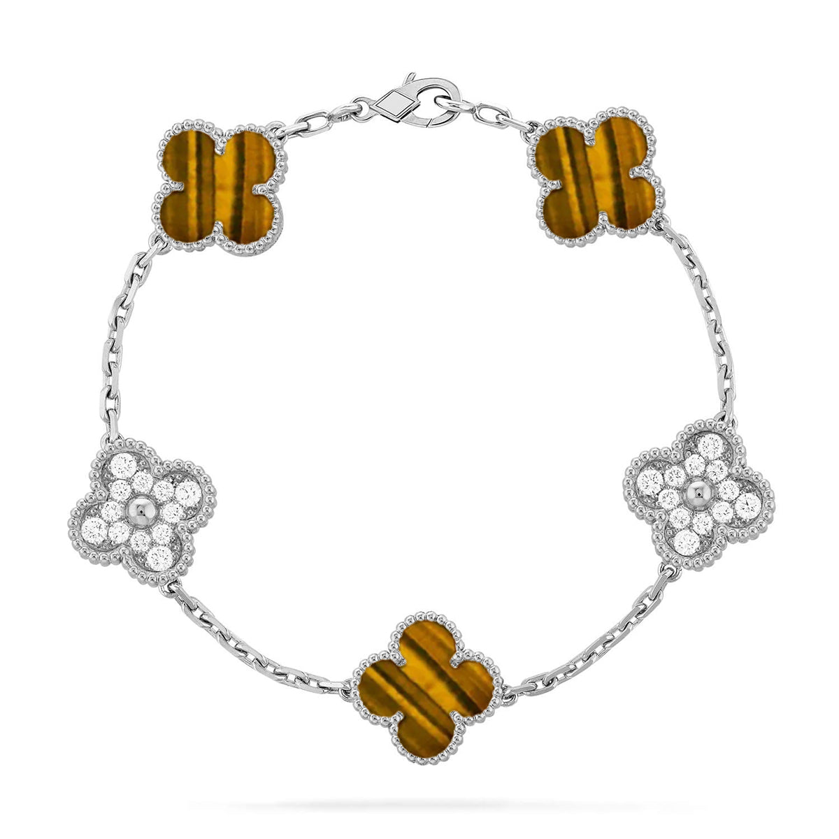 [KELA]LUCKY CLOVER 5-MOTIF BRACELET -  TIGER’S EYE COLLECTION
