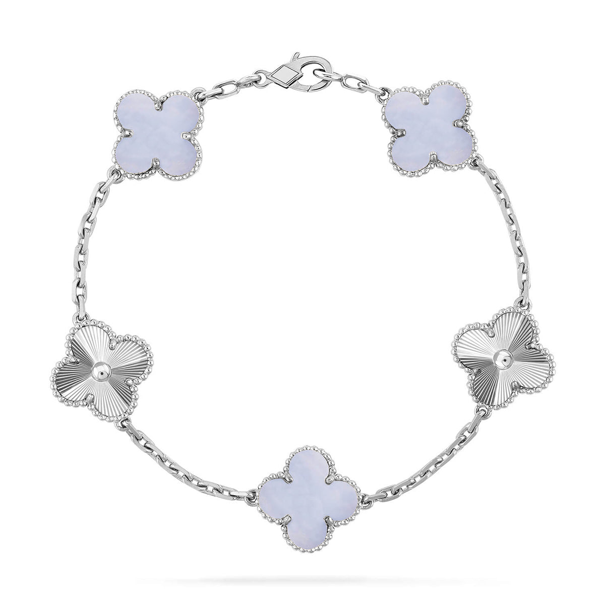 [KELA]LUCKY CLOVER 5-MOTIF BRACELET - PURPLE CHALCEDONY COLLECTION