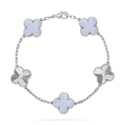 [KELA]LUCKY CLOVER 5-MOTIF BRACELET - PURPLE CHALCEDONY COLLECTION