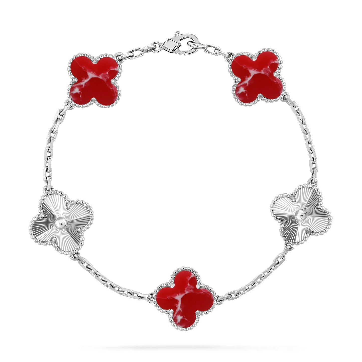 [KELA]LUCKY CLOVER 5-MOTIF BRACELET - RED LARIMAR COLLECTION