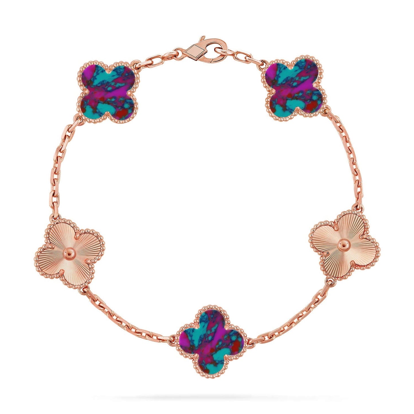 [KELA]LUCKY CLOVER 5-MOTIF BRACELET - MULTI-GEM COLLECTION
