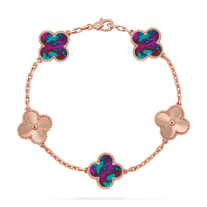 [KELA]LUCKY CLOVER 5-MOTIF BRACELET - MULTI-GEM COLLECTION
