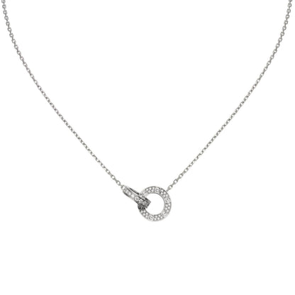 [KELA]LOVE DOUBLE-RING PENDANT FULL-PAVÉ NECKLACE