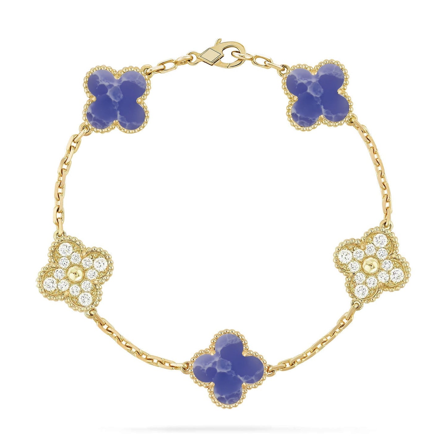 [KELA]LUCKY CLOVER 5-MOTIF BRACELET - BLUE LARIMAR COLLECTION