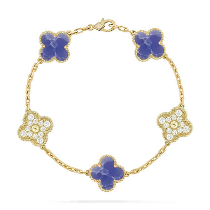 [KELA]LUCKY CLOVER 5-MOTIF BRACELET - BLUE LARIMAR COLLECTION