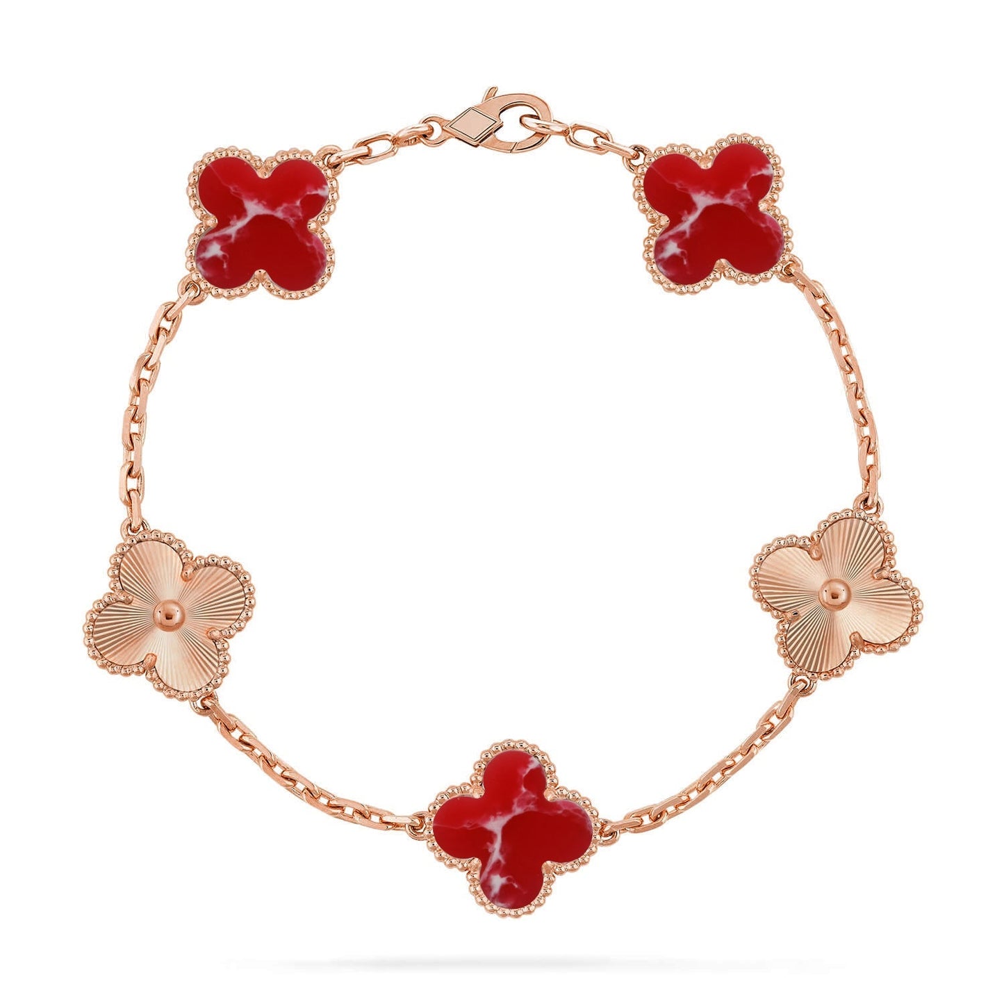 [KELA]LUCKY CLOVER 5-MOTIF BRACELET - RED LARIMAR COLLECTION