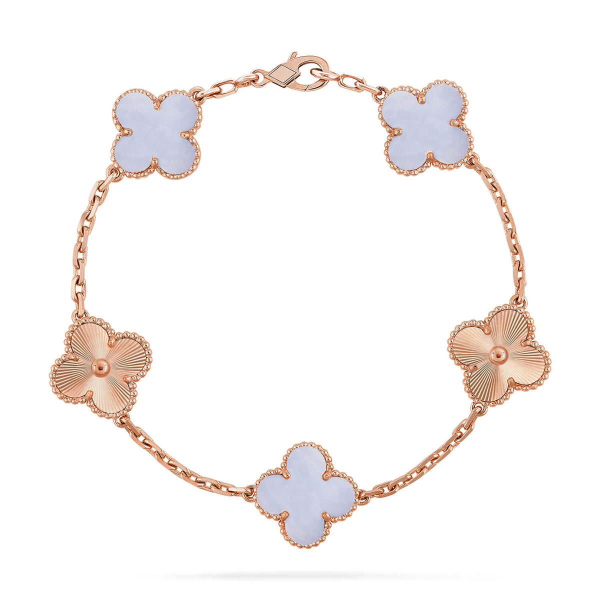 [KELA]LUCKY CLOVER 5-MOTIF BRACELET - PURPLE CHALCEDONY COLLECTION