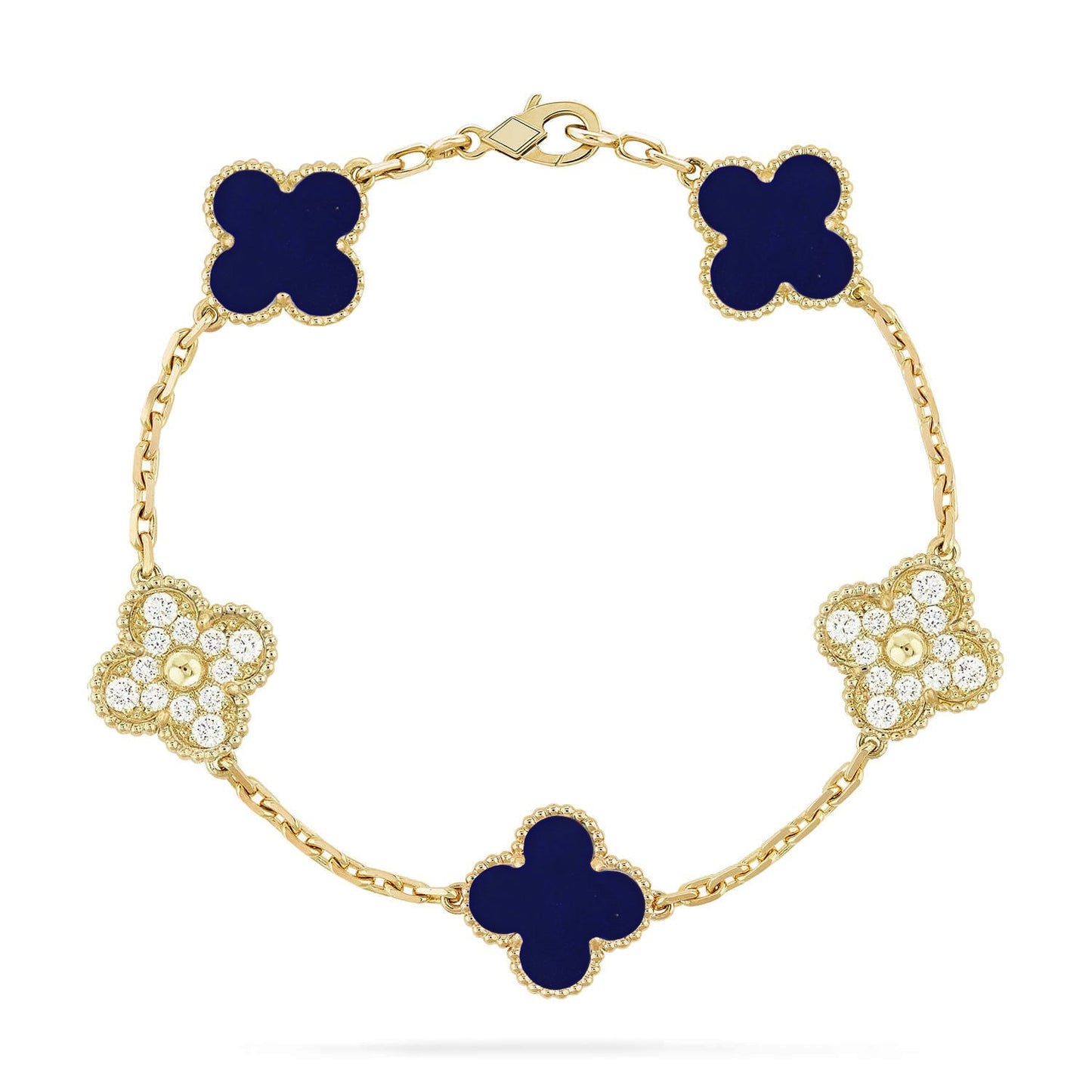 [KELA]LUCKY CLOVER 5-MOTIF BRACELET - LAPIS LAZULI COLLECTION