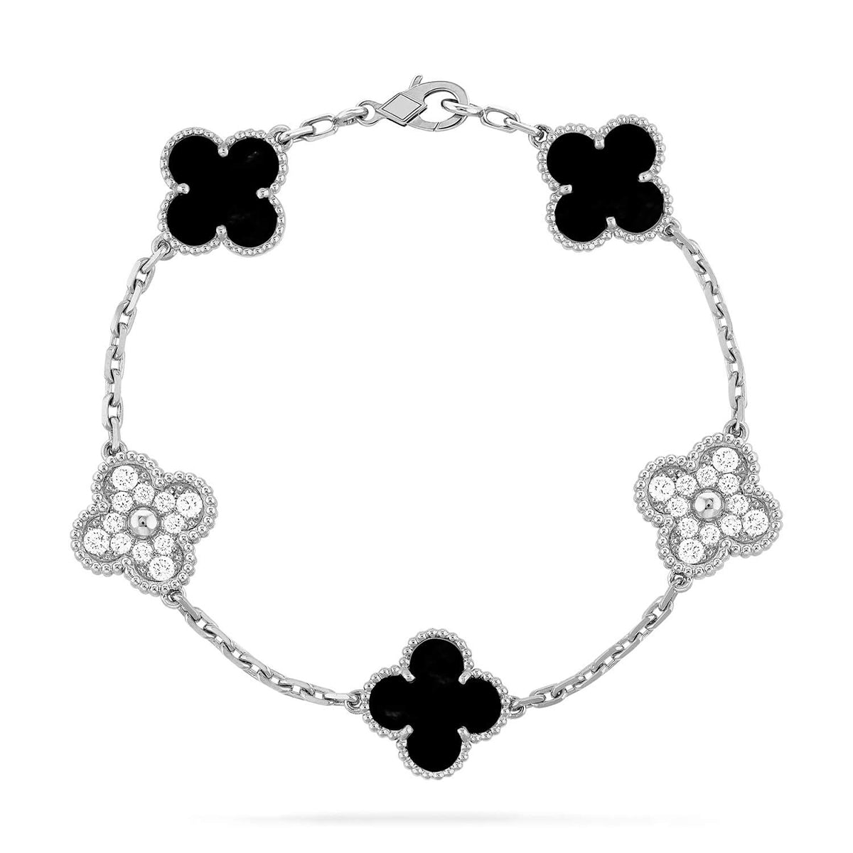 [KELA]LUCKY CLOVER 5-MOTIF BRACELET - BLACK OXNY COLLECTION