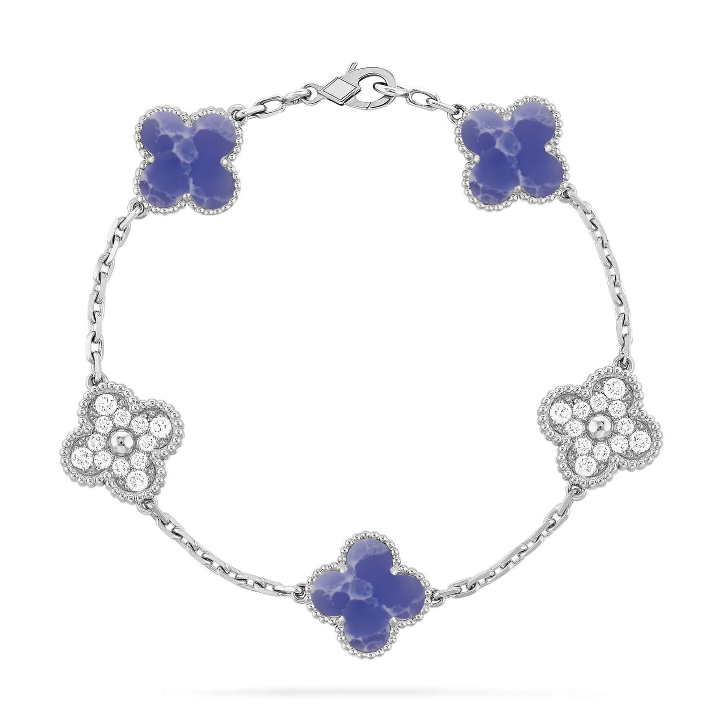 [KELA]LUCKY CLOVER 5-MOTIF BRACELET - BLUE LARIMAR COLLECTION