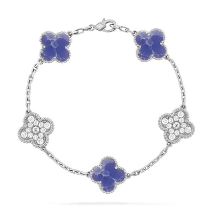 [KELA]LUCKY CLOVER 5-MOTIF BRACELET - BLUE LARIMAR COLLECTION