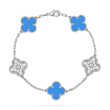 [KELA]LUCKY CLOVER 5-MOTIF BRACELET - BLUE AGATE COLLECTION