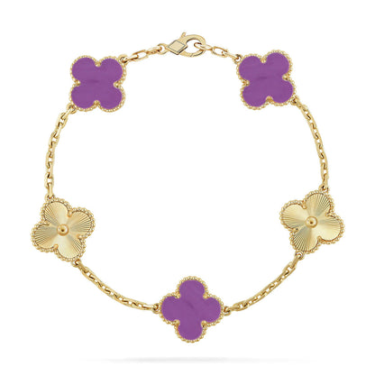 [KELA]LUCKY CLOVER 5-MOTIF BRACELET - VIOLET COLLECTION