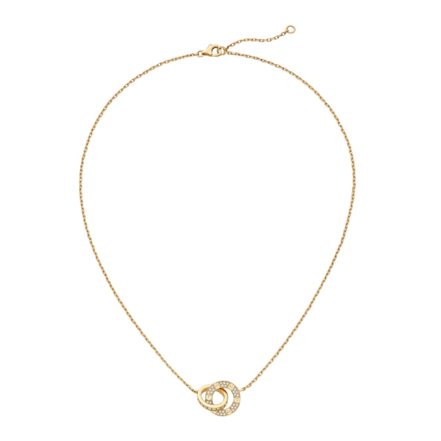 [KELA]LOVE DOUBLE-RING PENDANT FULL-PAVÉ NECKLACE