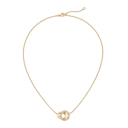 [KELA]LOVE DOUBLE-RING PENDANT FULL-PAVÉ NECKLACE