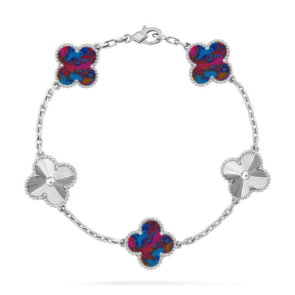 [KELA]LUCKY CLOVER 5-MOTIF BRACELET - MULTI-GEM COLLECTION