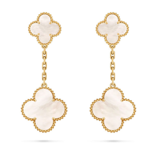[KELA]CLOVER DUAL-MOTIF STATEMENT STUD EARRINGS - DOUBLE-CHARM COLLECTION