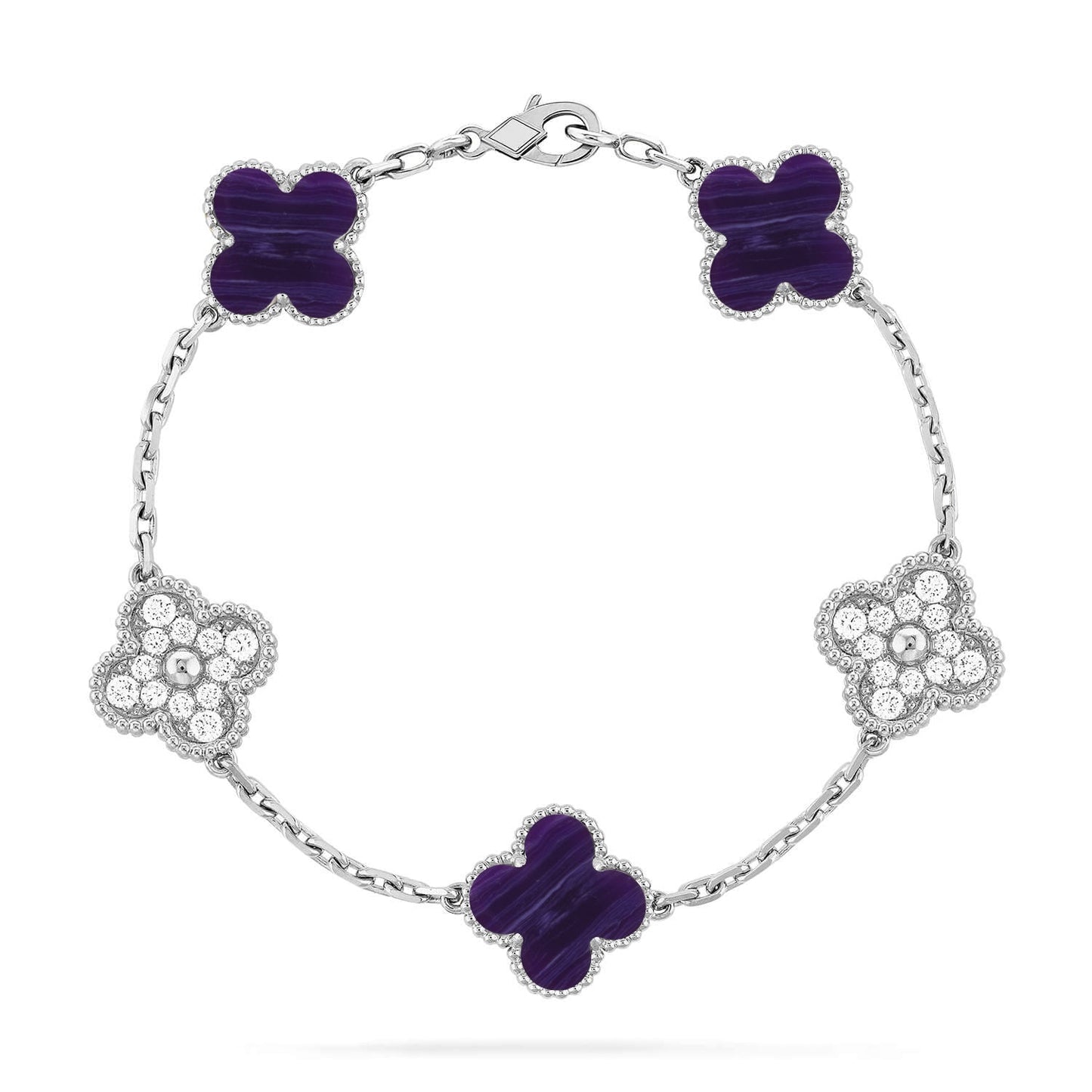 [KELA]LUCKY CLOVER 5-MOTIF BRACELET - CHAROITE COLLECTION