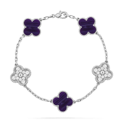[KELA]LUCKY CLOVER 5-MOTIF BRACELET - CHAROITE COLLECTION