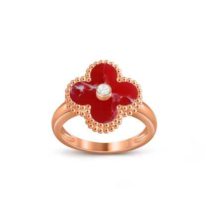 [KELA]LUCKY CLOVER DIAMOND-ACCENT ROSE GOLD RING COLLECTION